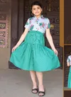 Green Colour New Latest Fancy Kids Wear Rayon Skirt Top Collection Vina 5